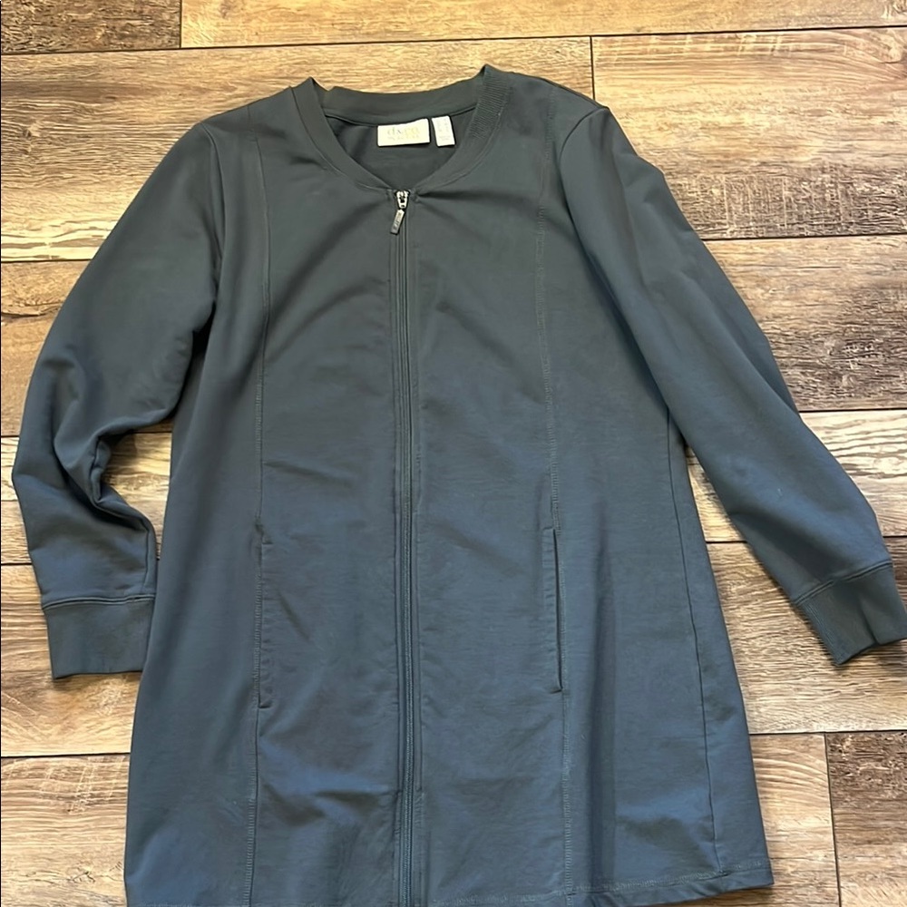 D & Co. Active Gray Blue Jacket with Long Sleeves and Full-Length Zipper